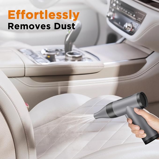 Compressed Air Duster, 30 Gear Stepless Speed, 70000 RPM Super Power Dust Blower, Max 300min Work, Rechargeable Cordless Clean Device for Computer, Keyboard, Car, Outdoor, House, Fan