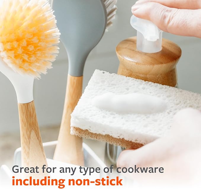 Full Circle Walnut Scrubber Sponges, Pack of 2 – Dual-Sided, Plant-Based & Recycled Kitchen Sponges, Gentle on Nonstick Cookware