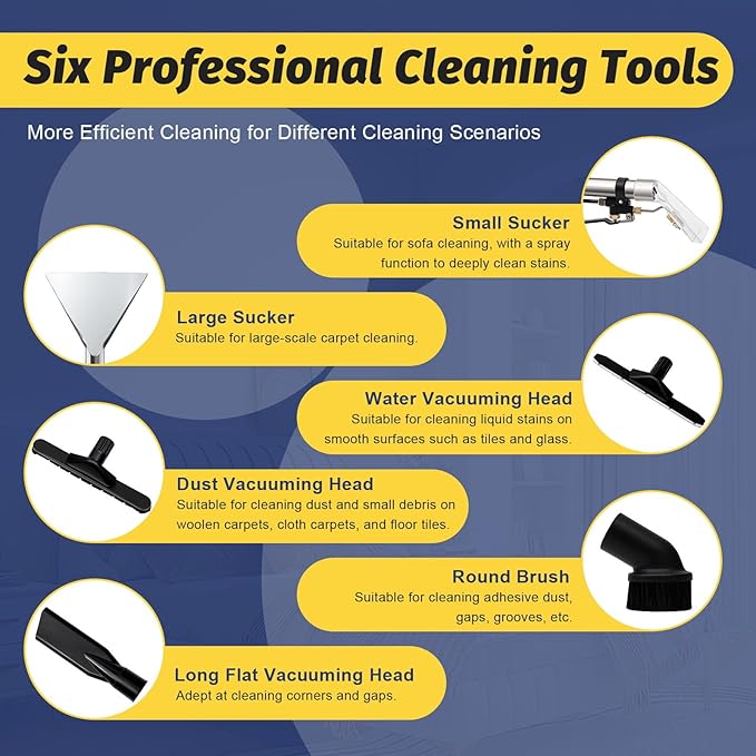 Carpet Cleaner, 110V 1049W 40L Carpet Cleaning Machine Multi-Purpose Wet Dry Upright Vacuum Floor Shampooer Machine with 3 Vacuuming Head for Guest Houses Dry Cleaners Offices