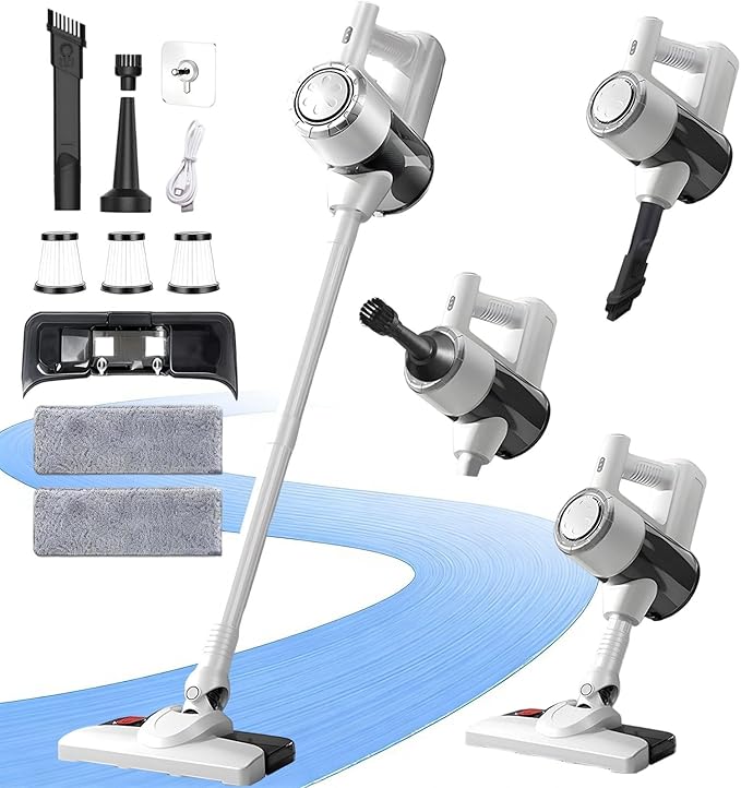 LAQVITA 2026 New Cordless Vacuum Cleaner with Mop Function|1.5L Dust Cup, Washable HEPA Filter| Lightweight 4.27lbs Stick Vacuum for Hard Floors/Tiles + Blower Function, Water Tank & Mop Pads
