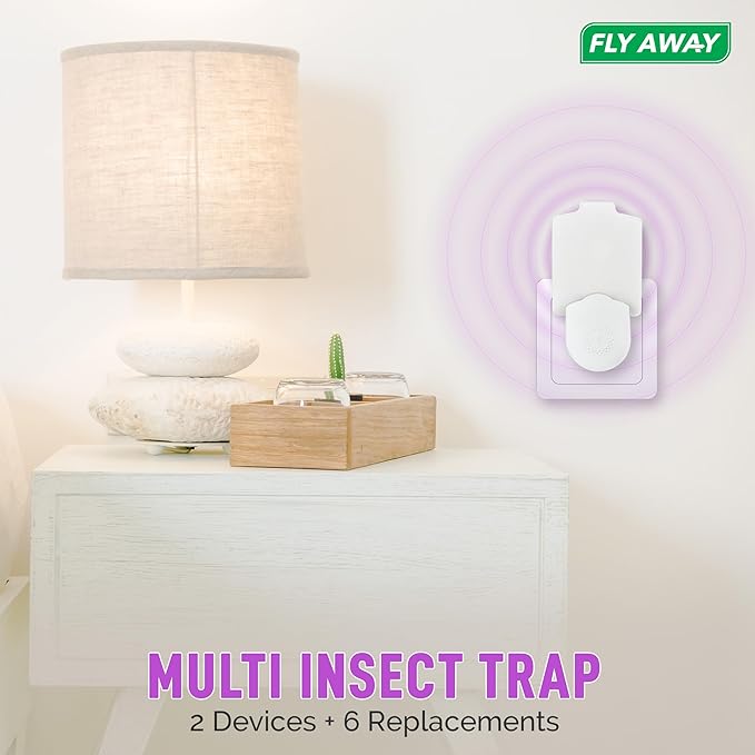 Value 2 Pack UV Light Insect Trap with 6 Sticky Refills – Indoor Plug-in Bug Zapper for Fruit Flies, Gnats, Mosquitoes – Silent, Non-Toxic Pest Control – 395nm UV Light for Maximum Attraction