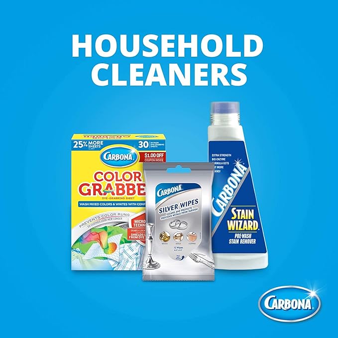 Carbona Silver Wipes | Metal Cleaner & Polish | 12 Wipes, 2 Pack