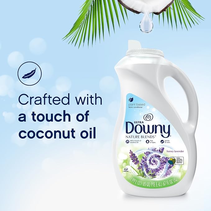 Downy Downy Nature Blends Liquid Fabric Conditioner (Fabric Softener), Honey Lavender, 120 Loads 103 fl oz, 103 Fl Oz