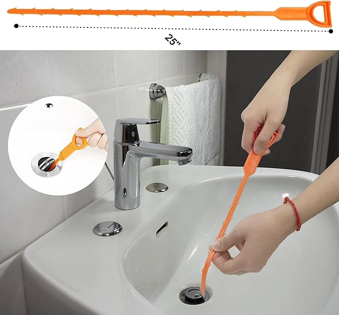 3 Pack 25 Inch Drain Snake Set - Drain Cleaner with Grip Handle Effectively Clean Hair and Other Clog for Toilet, Kitchen Sink, Bathroom Tub and Sewer