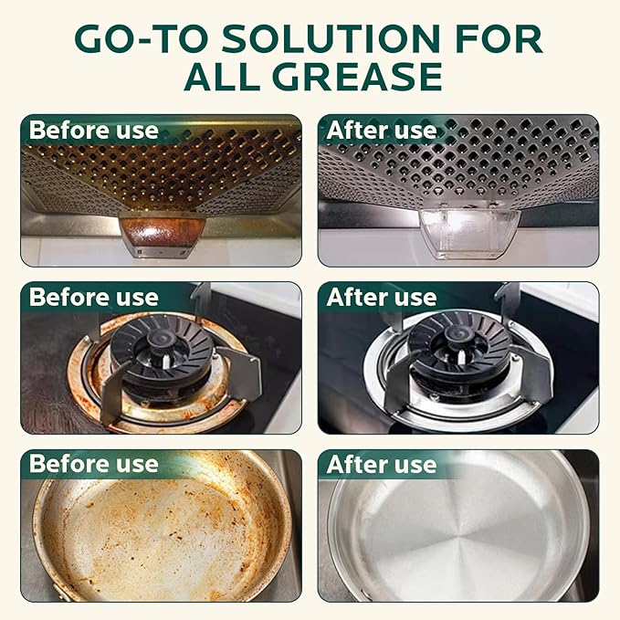 Clean Up Kitchen Oil Stains Spray: Foam Cleaner Spray Cuts Through Baked-On Grease on Ovens Stove Tops Grills - Heavy Duty Kitchen Degreaser & Cleaner for Multi-Surface Cookware & Countertop