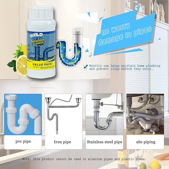 Wild Tornado Pipe Dredge, Powerful Sink and Drain Cleaner Powder, Fast Foaming Drain Cleaner for Kitchen and Pipes Cleaning Tool