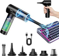 REIKIYA Car Vacuum Cleaner Portable Cordless 14000PA Compressed Air Duster 150000RPM Blower for Keyboard Computer Cleaning with LED Light& 7800mAh Battery, Inflator Pump for Balls Inflatable Mattress