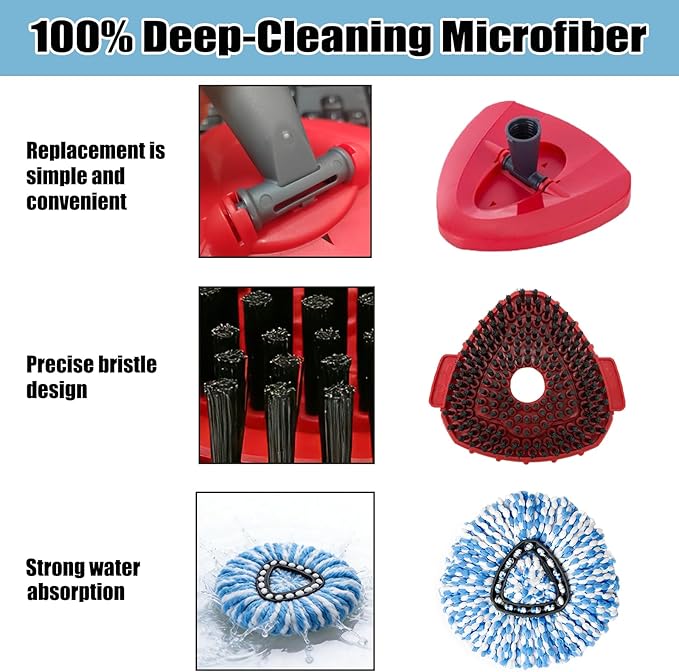 4PCS Mop Head Replacement Compatiable with Ocedar with Fit for RinseClean 2-Tank System,Spin Mop Heads,Perfect for deep Cleaning Hard-to-Reach Hidden Corners in bathrooms,Living Rooms and More