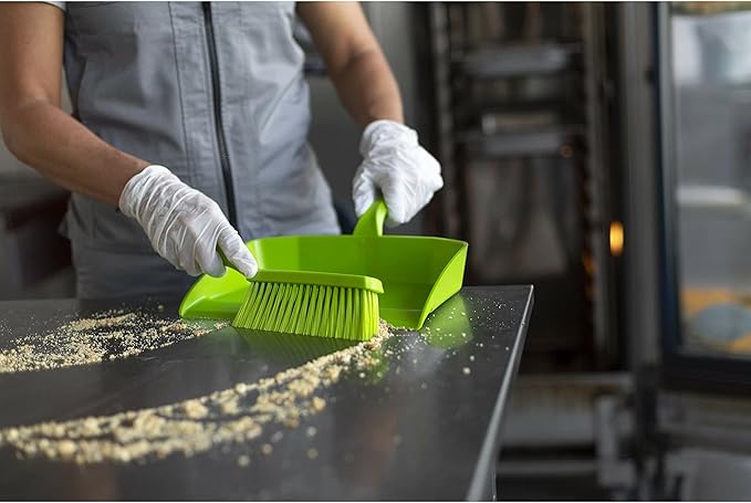 Vikan 45875 Bench Cleaning Brush, Polypropylene/Polyester Soft Bristle Dustpan Brush & Sweeper With Handle, 14-Inch, White