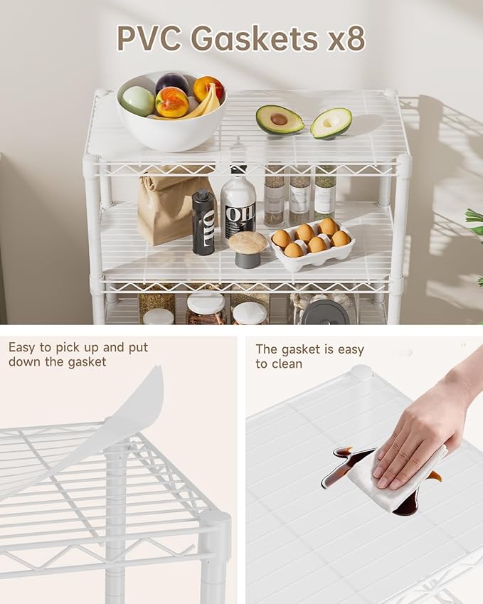 Golpart 8 Tier Shelves Storage Shelf Wire Closet Bathroom Organizers Metal Pantry Kitchen Garage Shelving Unit Laundry Room Organization Home Rack Net Basket Black with Wheels 12”D X 22”W X 74.2”H