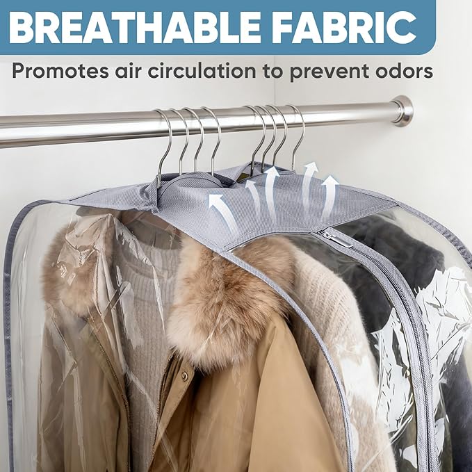 BALEINE 40'' Clear Garment Bags, 10.5'' Wide PEVA Suit Bag for Closet Clothes Dresses Suit Coats Storage (Clear, 9PK)