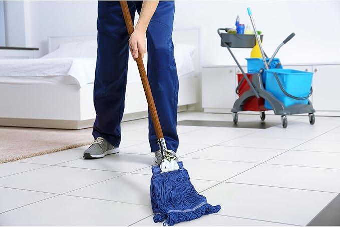 59" Mop Claw Clamp Commercial Mop Handle Pack of 2 Industrial Mop Steelhead with Wooden Handle Wet Mops for Floor Cleaning Heavy Duty (Mops not Included)