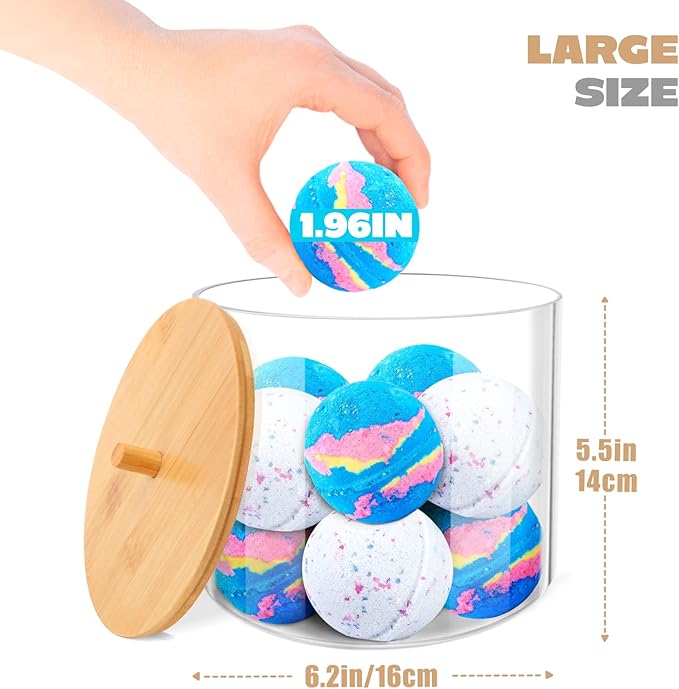 JYPS Large Capacity Laundry Pods Container with Bamboo Lid, Clear Acrylic Powder Detergent Containers for Pods, Scent Boosters & Powder, Laundry Room Organization decor, Airtight Storage Jars