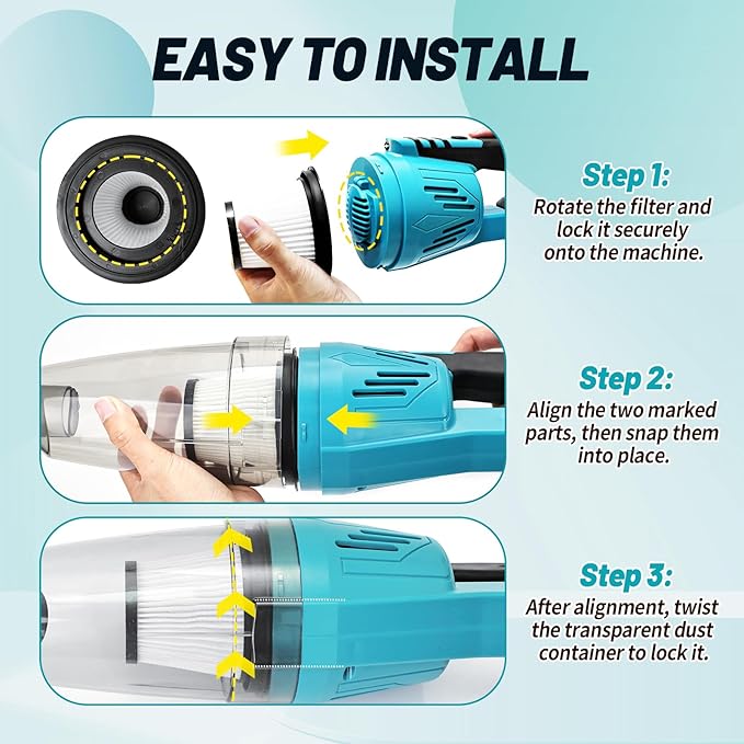 Cordless Vacuum Cleaner Compatible with Makita 18V Battery, Handheld Battery Powered Vacuum Portable Vacuum for Home, Car, Pet Hair, with 4-in-1 Nozzles & 3 HEPA Filter, No Batteries