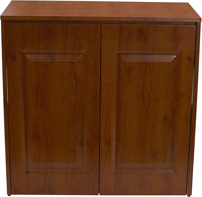 Household Essentials Double Hamper Cabinet, Metal Exterior and Removable Polyester Bags, Dual Compartments for Sorting, Faux Wood Grain