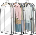 40" Clear Garment Bag - 3 Pack 10” Gusseted Suit Bags For Closet Storage Hanging Clothes Shirts, Coats, Dresses