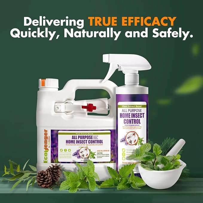 EcoVenger All Purpose Home Insect Control 1/2 Gallon with Trigger Sprayer, for Fleas, Fruit Flies, Gnats, Moths, Roaches, Spiders, Fast Kill