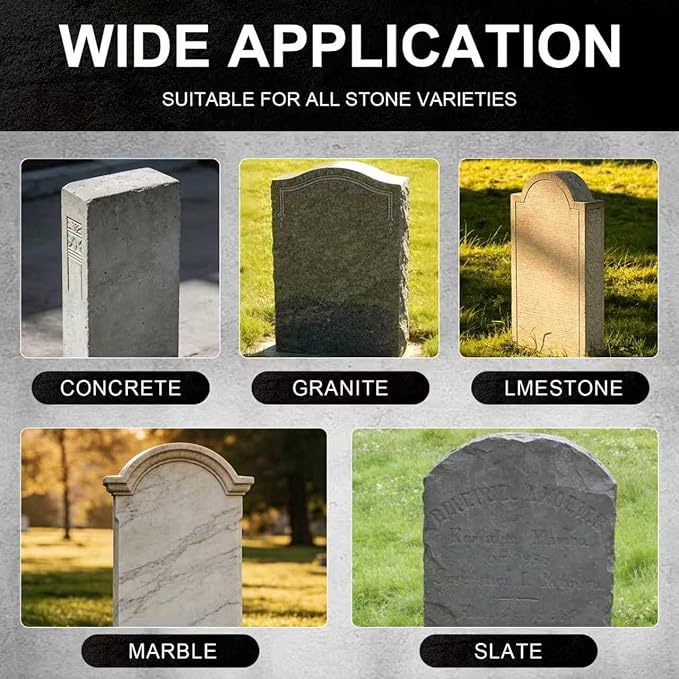 Headstone Cleaner for Graves, Tombstones & Headstones, 17 oz, Tombstone cleaner for Restore & Guard Granite, Stone,Tile, Concrete, Limestone, Slate, Marble，Flooring