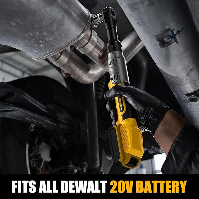3/8" Cordless Ratchet Wrench for Dewalt 20V Battery(Tool Only),75FT-LBS(102N.m) Extended Electric Ratchet Wrench Set with Variable Speed, LED Light, 1/4"&1/2" Adapter,3" Extension Bar
