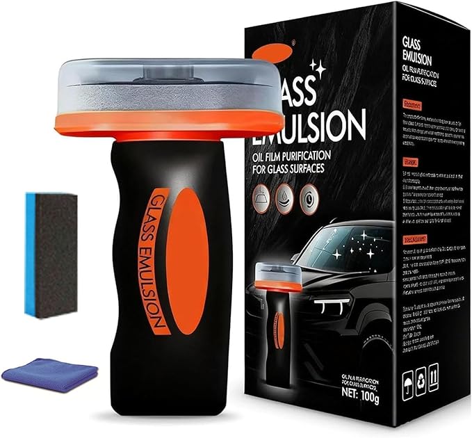 Q4 Glass Cleaner Guard, Multi‑surface Oil Film Cleaning Brush for Auto & Household 𝐆lass – Glass Cleaning Board, G𝐥ass Emulsion Cleaner, Q4 𝐆lass Guard, Oil Film Remover for Car Windshield (1pcs)
