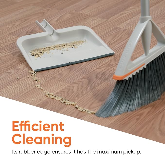 Superio Clip-On Dustpan with Rubber Lip - 10-inch Wide Durable Plastic Dust Pan with Comfort Grip Handle, White, 2-Pack