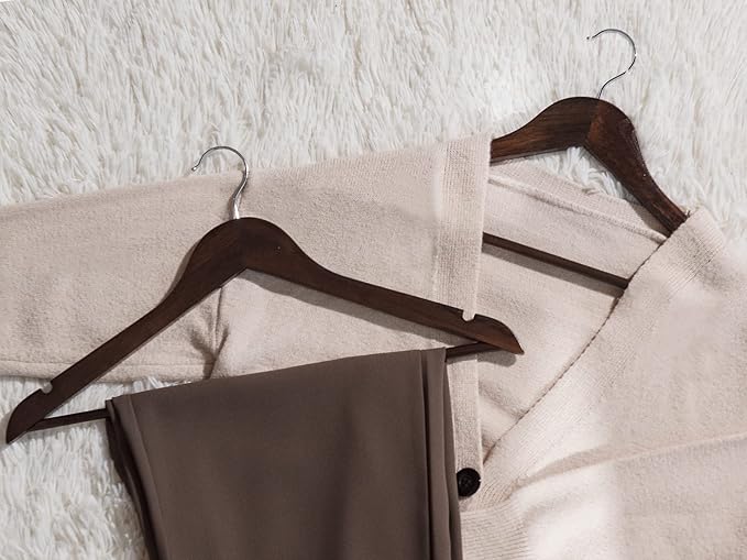 StorageWorks Wooden Hangers 20 Pack, Wood Coat Hangers for Closet, Heavy Duty Clothes Hangers for Suits, Shirts, Pants, Jackets, Walnut Color