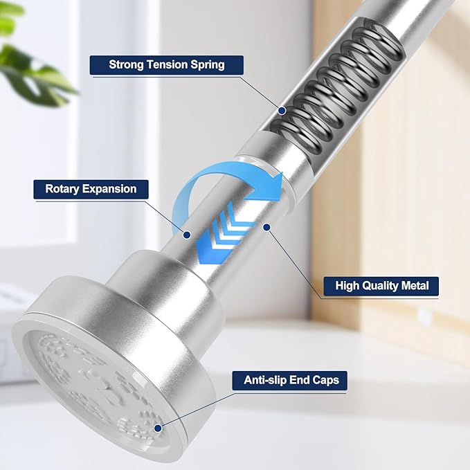 No Drilling Closet Rod, 27.5-82 Inches Hanging Closet Rod for Clothes, Closet Bar & Pole Heavy-duty, Closet Rods for Hanging Clothes For Closet Wardrobes Bathroom Laundry RV Curtains, Nickel