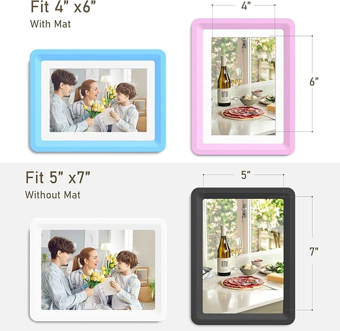 5x7 Picture Frame, Clear Acrylic Photo Frame with White Mat for 4x6 Photos, One-Piece Shatterproof Tool-Free Design, UV-Resistant Waterproof Tabletop Frame for Home Office Decor with 10-Year Warranty