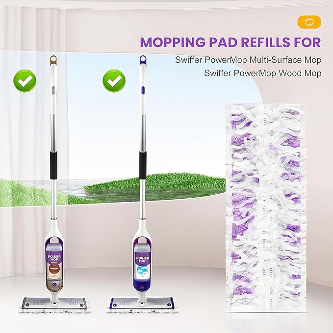 15 Count Pad Refills for Swiffer Power Mop Refill, Absorbent Floor Cleaning Pads for Hardwood, Tile, Laminate Floors