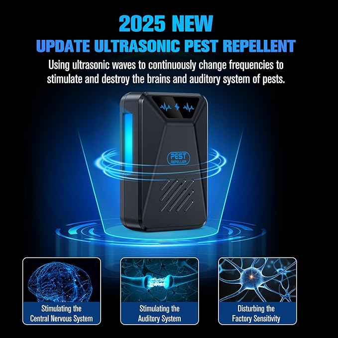 6 Packs Ultrasonic Pest Control Repeller, Electronic Pest Repellent Plug in Indoor for Insect Roaches Spider Ant Bug Mosquito Rat Mouse Repellent for House Home Kitchen Garage (Black)