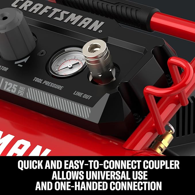 CRAFTSMAN Air Compressor, 2 Gallon Portable Air Compressor 1/3HP Max 125 PSI Oil-Free Light Weight with 10 PCS Accessory Kit