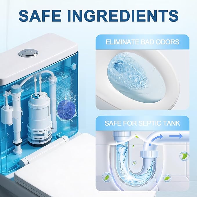 Toilet Bowl Cleaners, Automatic Toilet Bowl Cleaner Tablets Blue Gel Powerful Clean, Septic Safe Toilet Tank Cleaner, Bathroom Deodorizer & Prevent Stain, Fresh Scent-10 PACKS