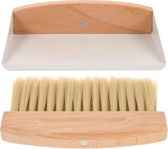 Mini Broom and Dustpan Set White Nylon Portable Desktop Cleaning Brush Multi-Function Pet Cleaning Accessory for Home and Office Use