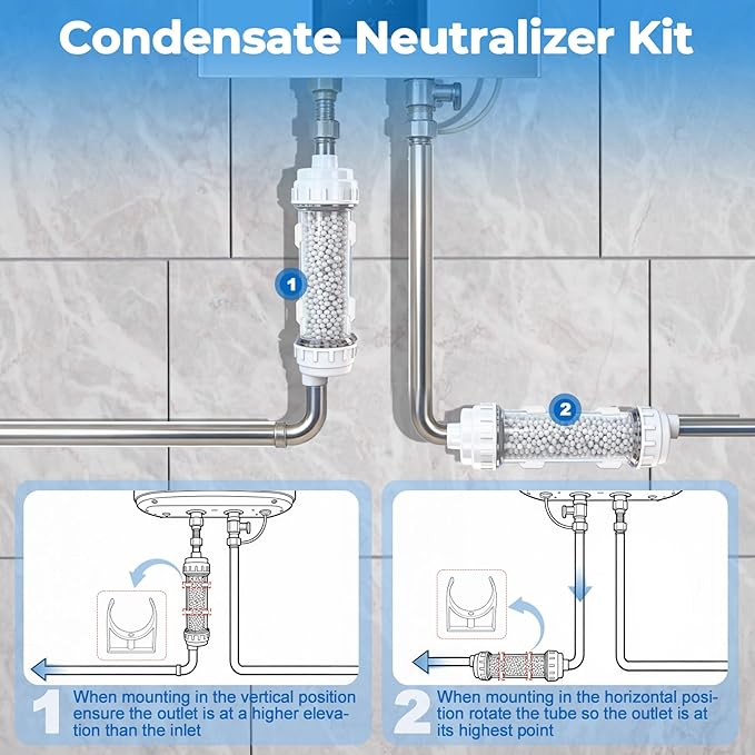 Condensate Neutralizer Kit, Compatible with Rinnai 804000074 High-Efficiency Boilers and Tankless Heaters, Acidic Condensate Neutralizer