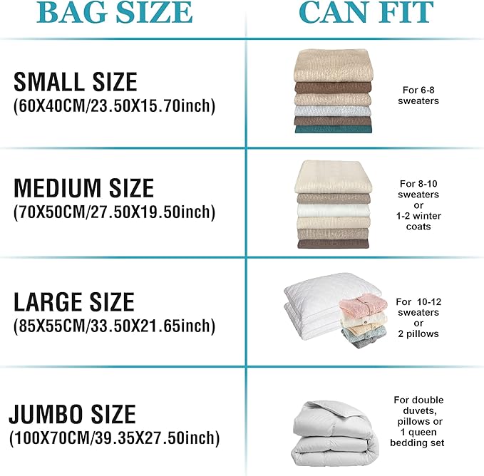 Roomimaster Vacuum Storage Bags, Vacuum Seal Space Saver Bags for Clothing, Travel Lugggage, Carry-on, Blankets, Pillow, Comforters, Bedding, 10 Jumbo
