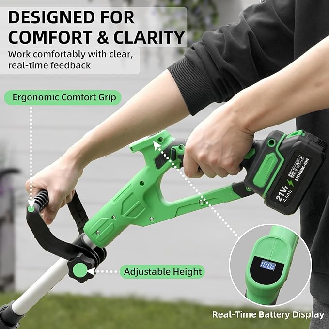 Cordless Tiller Cultivator, 360RPM Battery Powered Garden Cultivator, with 2 * 4.0Ah Batteries & Charger, 9In Tilling Width & 6In Depth Tiller for Gardening