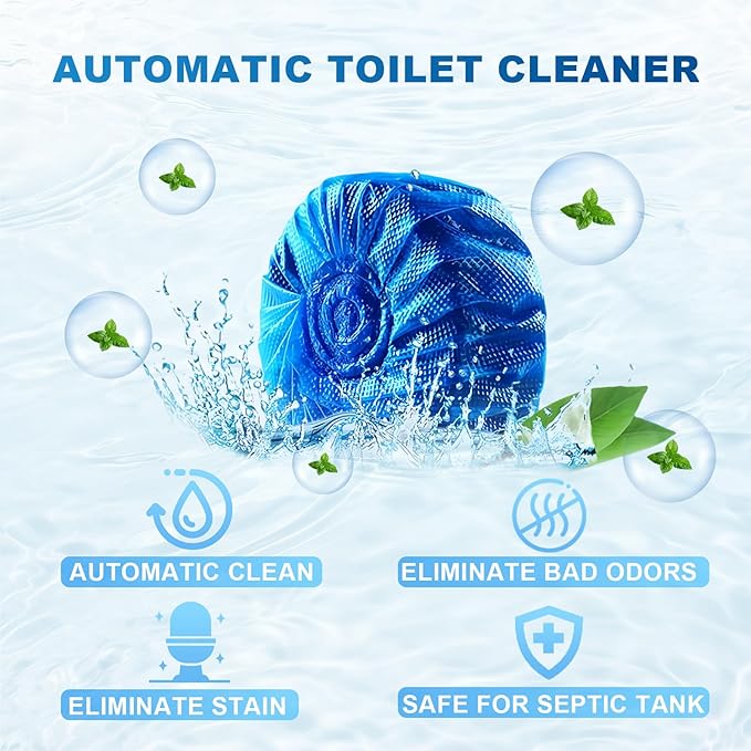 Toilet Bowl Cleaners, Automatic Toilet Tank Cleaner Tablets, Blue Toilet Bowl Cleaner Tablets for Deodorizing & Descaling, Powerful Cleaning, Slow-Release Against Tough Stains 20 Pack