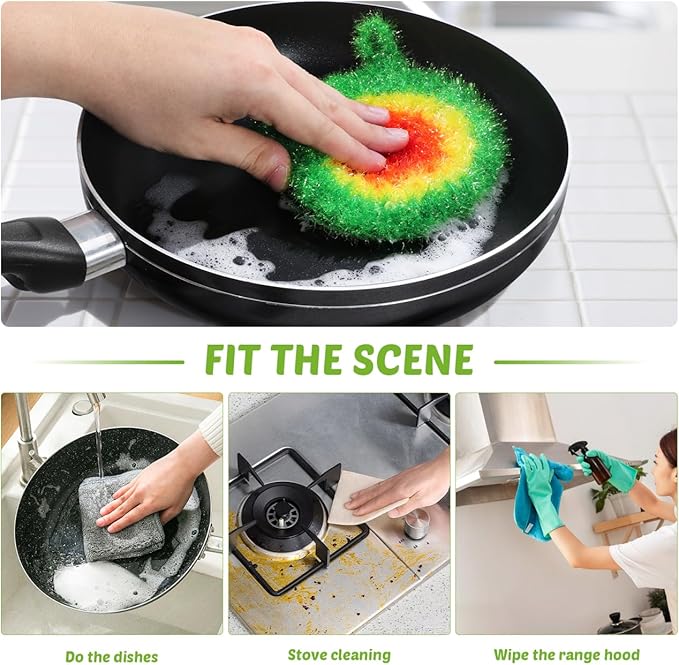 TOYANDONA 5pcs Dish Sponge Cleaning Scrubber: 6. 3in Thickened Non-Scratch Odorless Reusable Cleaning Cloths, Hangable Kitchen Dishwashing Swedish Sponge for Housework Countertop Sink