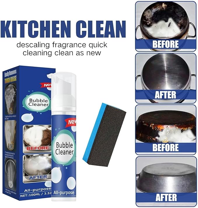 CROOT 2PCS Bubble Cleaner Foam，All-Purpose Bubble Cleaner Spray, Foam Cleaner All Purpose Heavy Duty, Kitchen Bubble Cleaner Spray with 2 Brush