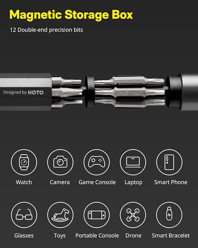 HOTO 24 in 1 Multi Bit Mini Screwdriver Set Magnetic, Manual Precision Screwdriver Set, EDC Pen Screwdriver for Eyeglasses, Electronics, Watches, Phones, Laptops, Cameras, Gadgets for Men, Slate Grey