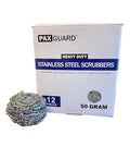 Stainless Steel Scouring Pads - Large 50g Heavy Duty Steel Wool Scrubbers (12 Pack) - Industrial & Commercial Use - Individually Wrapped