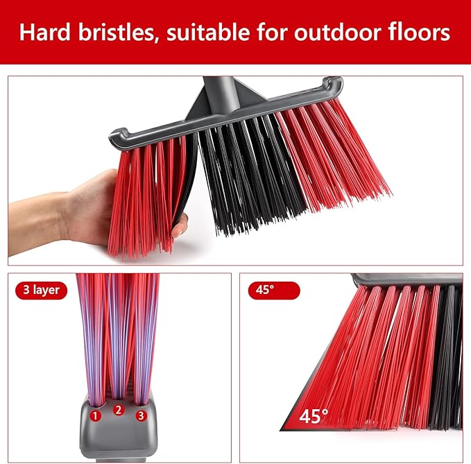 Outdoor Broom, Outside Heavy Duty Brooms for Sweeping Outdoor, Floor Broom is Applied for Courtyard,Garage,etc.（62 inch）