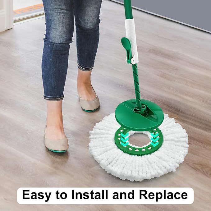 6 Pack Mop Head Replacement for Libman Tornado Spin Mop Reusable Microfiber Spin Mop Heads Refill for Libman Tornado Spin Mop System, Easy to Replace and Machine Washable (White, 6 Pack)