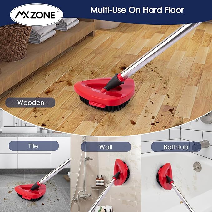 Spin Mop Scrub Brush Head Compatible with O Cedar EasyWring 1 Tank System, Shower Floor Scrubber Mop Head Replacement, Hard Bristle Cleaning Brush for Kitchen Tile, Not Fit RinseClean, 2 Pack