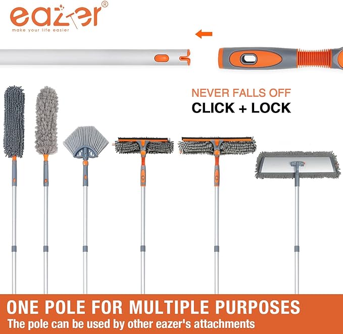 Eazer 89'' Squeegee Window Cleaner 2 in 1 Rotatable Window Cleaning Tool Kit with Extension Pole, Window Washing Equipment with Bendable Head for Indoor/Outdoor Window and Car Glass
