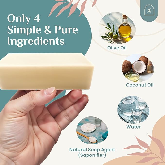 All Natural Dish Soap Bars - Bar Soap for Dishes, Biodegradeable Dish Soap Block, Kitchen Soap, All Natural Non Toxic, Low Waste Kitchen Dishwashing Bar Soap-Unscented, (3 Pack, 6.3oz)