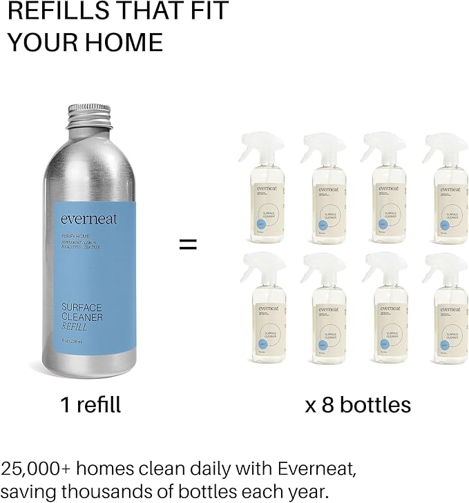 Everneat Surface Cleaner Concentrate (Refill) Purify / 8 Refills (8oz) | Aluminum Bottle…
