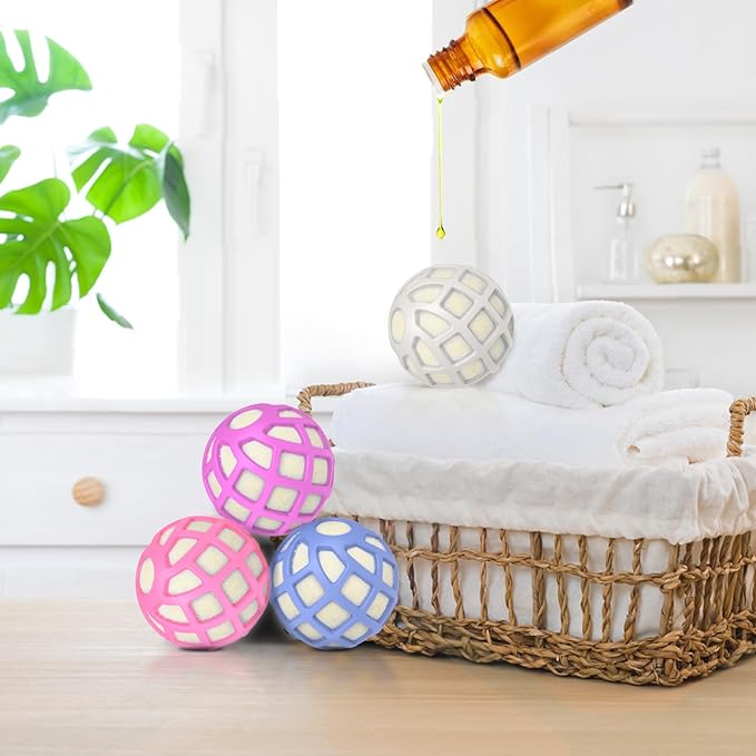 Dryer Balls – Patented Silicone Guard, Natural Wool Core, Super Anti-Tangle & Saves Drying Time, Reduces Static & Noise, Natural Fabric Softener, XL 3" Pack of 6