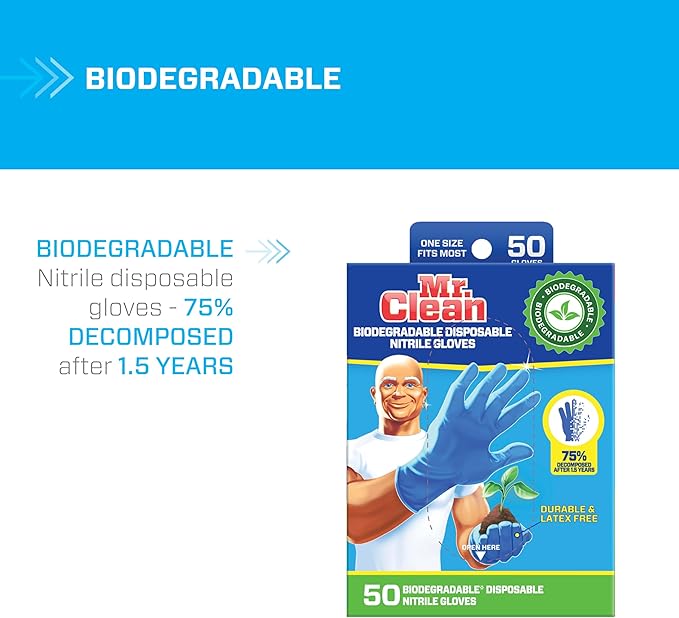 Mr Clean Bio-Nitrile Disposable Gloves 200 Count