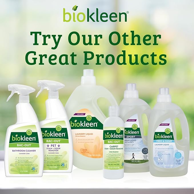Biokleen Natural Laundry Detergent - 128 HE Loads - Liquid, Concentrated, Eco-Friendly, Non-Toxic, Plant-Based, No Artificial Fragrance or Preservatives, 64 Fl Oz